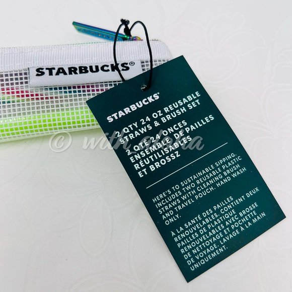 🌹SALE🌹NEW Starbucks 2 Reusable 24oz Straws & Brush SET - Picture 6 of 10